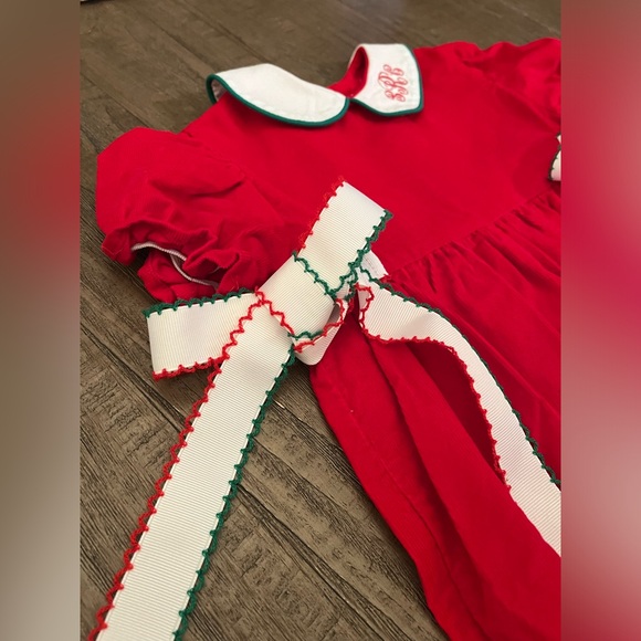 Funtashia Too! Red Corduroy Christmas Long Bubble Monogrammed with SRC - Picture 2 of 6